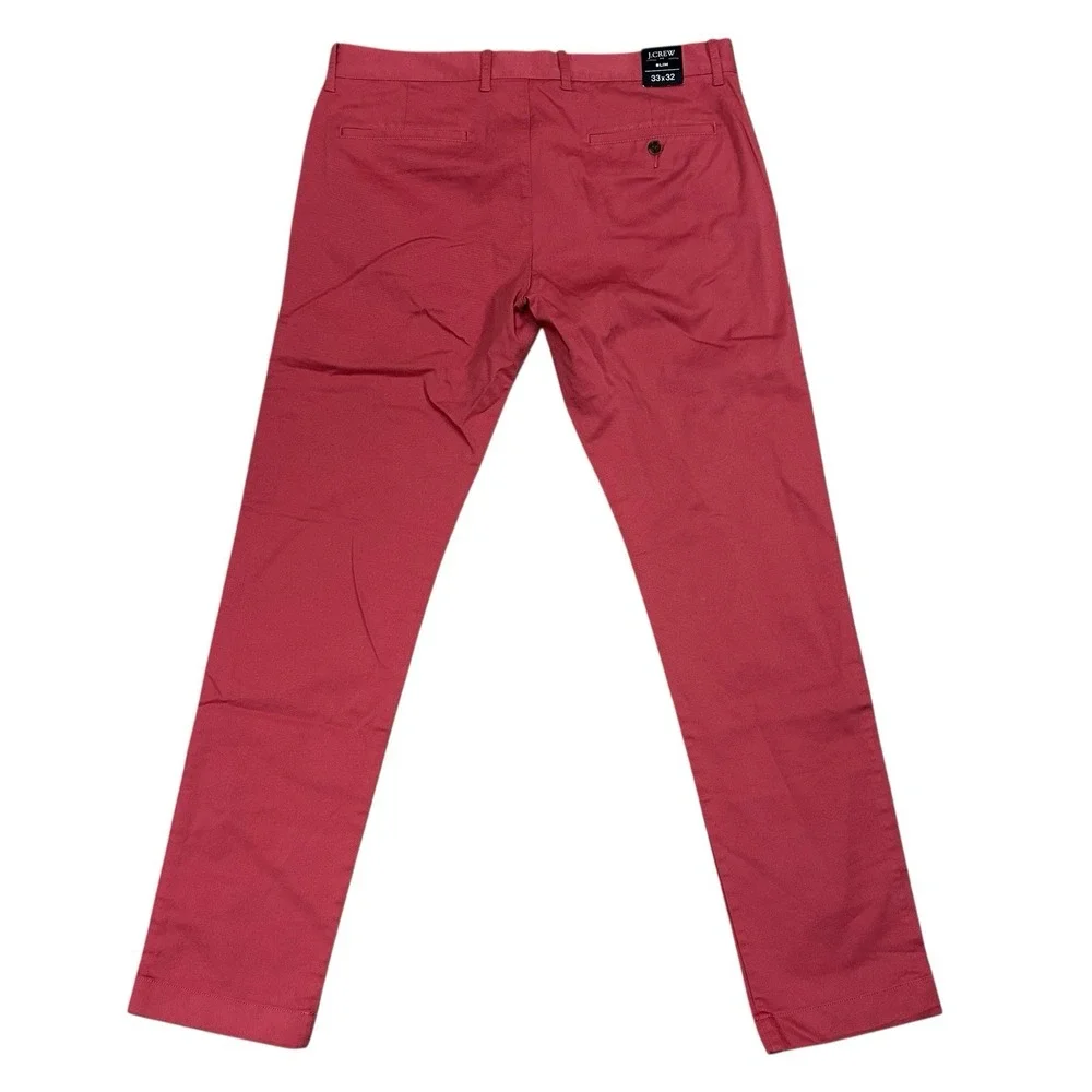 J Crew Slim Fit Chino Pants Mens 33x32 Pink Straight Flex New with Tags‎ NWT